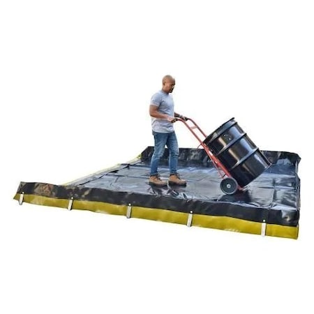 Ultratech Collapsible Containment Berm, Ultra-Containment, 12 ft x 12 ft x 12 in, 1,077 gal, Black/Yellow 8242