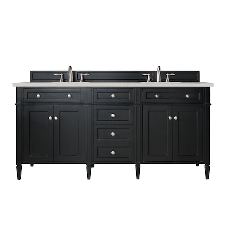 James Martin Vanities Brittany 72" Double Vanity, Black Onyx, w/ 3 CM Siberian Silestone Top w/FreePower Wireless Charger 650-V72-BKO-FSFR