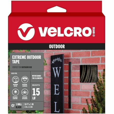Velcro Brand Extreme Fasteners, 1"x10 ft, Black, 10', 1" W, Black 91843