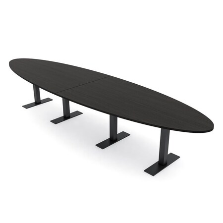 Skutchi Designs 14ft Oval Conference Table With Power | Harmony Series | 12 Person Meeting Room Table HAR-OVL-48X168-T.BK-U999ST19-NA