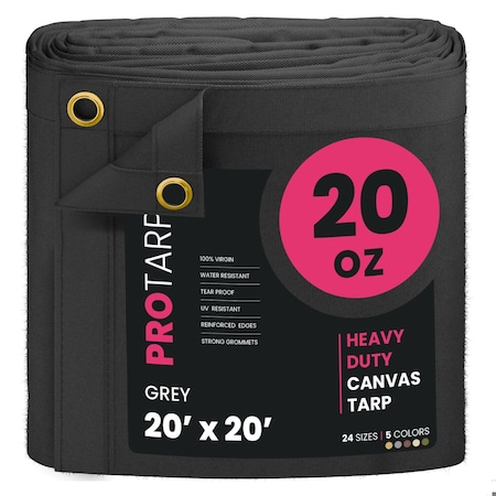 Protarp 20 ft. x 20 ft., 20 Oz, Grey, Polyester PT-401-20X20