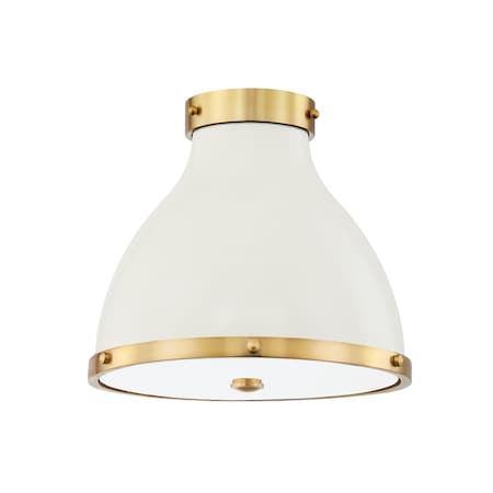 Hudson Valley Lighting Mark D. Sikes X Painted No. 3 2 Lt. Flush Mount 12.5 In. Aged Brass/Off White MDS360-AGB/OW