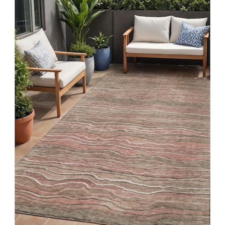 Homeroots 5' X 8' Brown And Copper Abstract Washable Indoor Outdoor Area Rug 618281