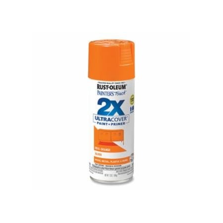 Rust-Oleum Painter's Touch 2X Ultra Cover Gloss Spray Paints + Primer, 12 oz, Aerosol Can, Real Orange, 6PK 647-334043