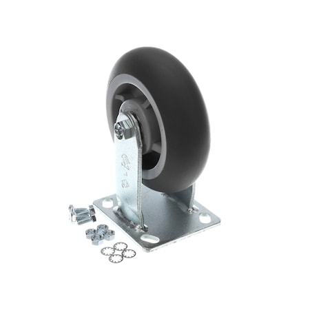 Lakeside Caster without Brake, Rigid Plate, 6in, Grey Donut 09011