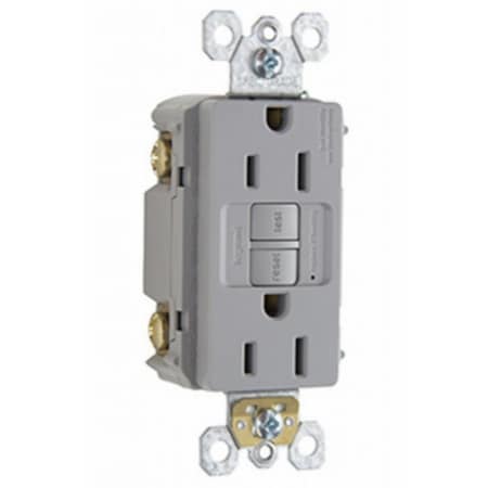 Legrand radiant GFCI Duplex Receptacle, 125 V, 15 A, NEMA: NEMA 5-15R, Gray 1597GRYCCD12