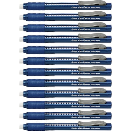 Pentel Eraser, Clic, Grip, Blue, PK12 ZE22CBX
