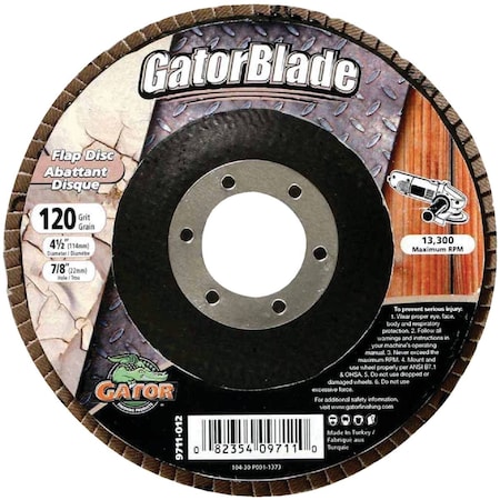 Gator Blade 4-1/2'' x 7/8'' 120-Grit Type 29 Angle Grinder Flap Disc 9711GA