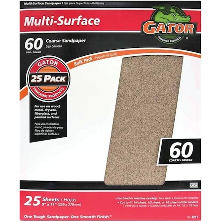 Gator Finishing 25Ct 9X11 60G Gp Paper 4211GA