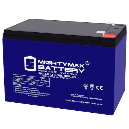 Mighty Max Battery ML10-12GEL - 12 Volt 10 AH, GEL Type, F2 Terminal, Rechargeable SLA AGM Battery MAX4057493