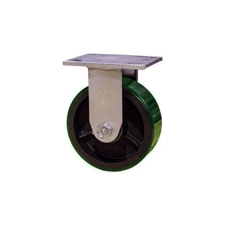 Service Caster 5 Inch Green Poly on Cast Iron Wheel Rigid Caster with Roller Bearing SCC SCC-30R520-PUR-GB