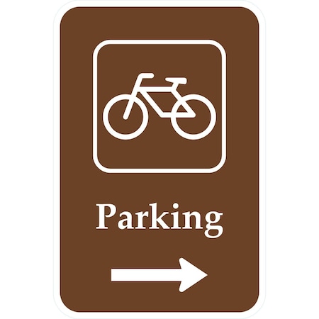 Lyle Parking (with Cycle and Right Arrow Symbol), 12x18, High Intensity Prismatic, White G-4317-HI_12x18