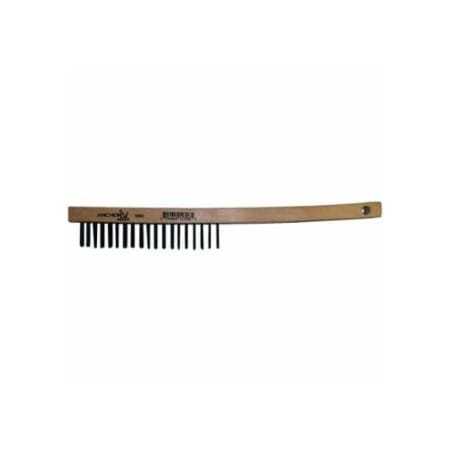 Anchor Brand Hand Scratch Brush, 3 X 19 Rows, Carbon Steel Bristles, Curved Wood Handle 102-388