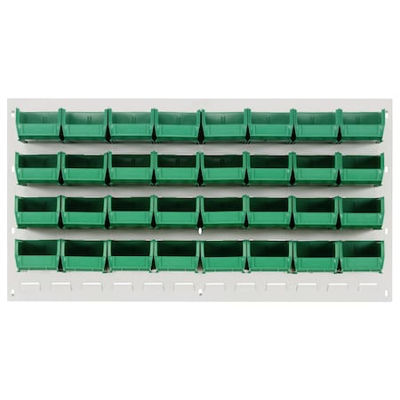 Quantum Storage Systems 36X19 HC LOUVERED PANEL W/32 BINS GREEN QLP-3619HC-210-32GN