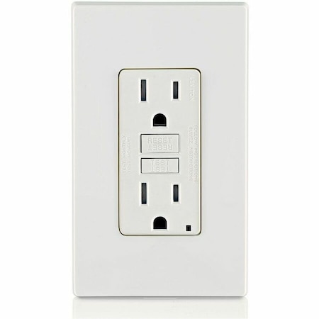 Leviton GFCI Receptacle, 15A, 125Vac, 5-15R, White GFTR1-W