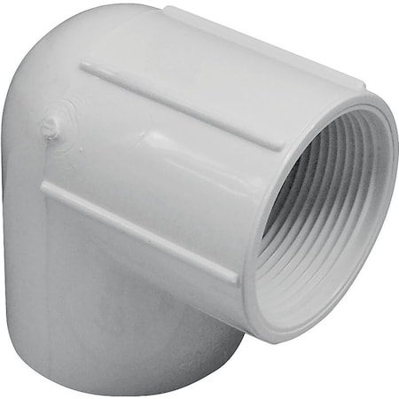 Genova LASCO Pipe Elbow, 114 in, Slip x FPT, 90 deg Angle, PVC, White, SCH 40 Schedule 407012BC