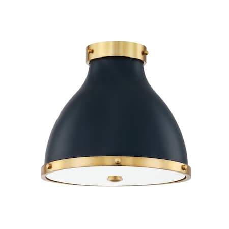 Hudson Valley Lighting Mark D. Sikes X Painted No. 3 2 Lt. Flush Mount 12.5 In. Aged Brass/Dark Blue MDS360-AGB/DBL