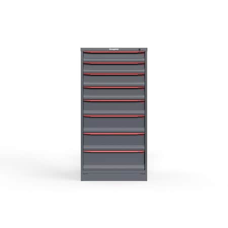 Strong Hold 8 drawer cabinet - (2x 4ft, 2x 5ft, 1x 6ft, 2x 7ft, 1x 8ft) - Red accents - Keyed Alike S3060-PPAAS-0801DS