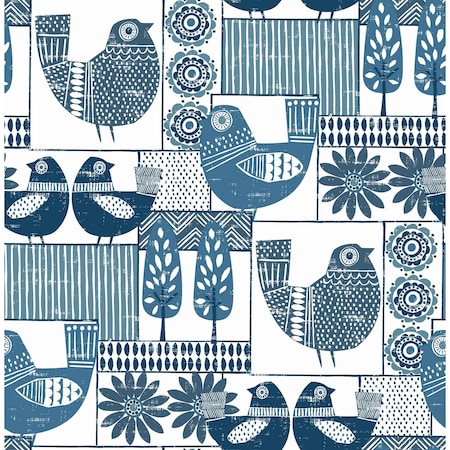 A-Street Prints Hennika Blue Patchwork Wallpaper 2821-25113
