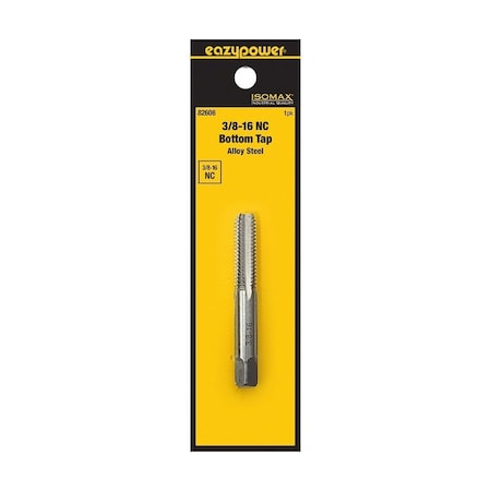 Isomax Straight Flute Tap, 3/8-16 Thread, UNC Thread, Bottom Chamfer 82606
