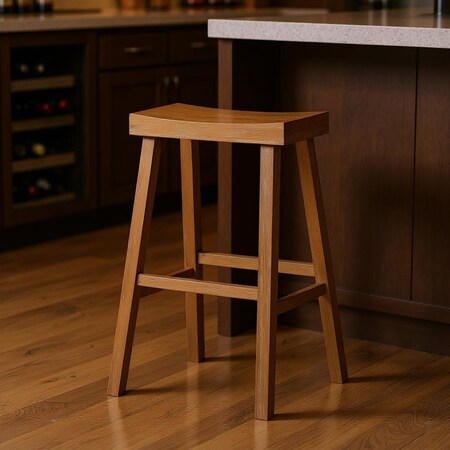 Homeroots 31" Natural Solid Wood Backless Bar Height Bar Chair 632461