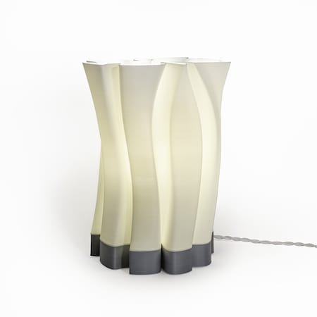 Jonathan Y Flame 13.5 in. Modern Bohemian Plant-Based PLA 3D Printed Dimmable LED Table Lamp, White/Gray USA1002C
