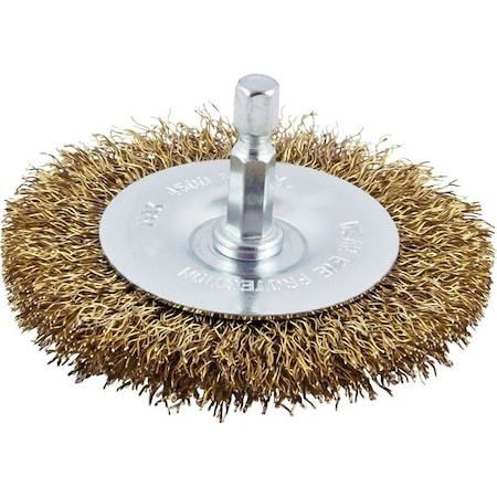 Vulcan Wire Wheel Brush, 4 in Dia, 1/4 in Quick Change Shank in Arbor/Shank 322201OR