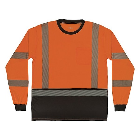 Ergodyne Hi-Vis Shirt, 2XL, Orange, Long Sleeve 22306