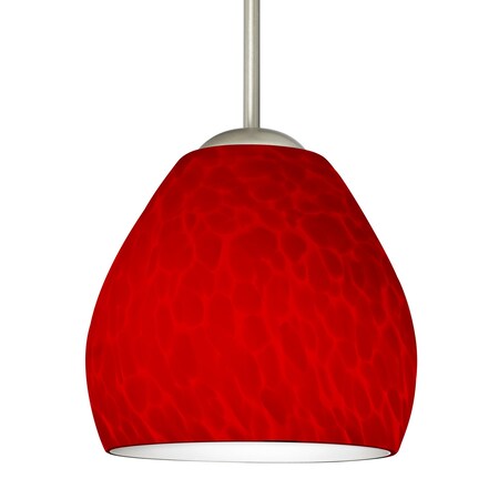 Besa Lighting Bolla Pendant Satin Nickel Red Cloud 1x50W MAX E12 base 1BT-4122RC-SN