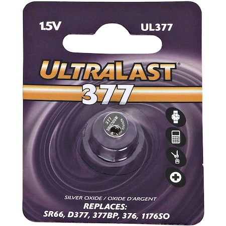 Ultralast NABC UltraLast UL-377 Silver Oxide Watch Battery - Silver Oxide - 1.5V DC UL377