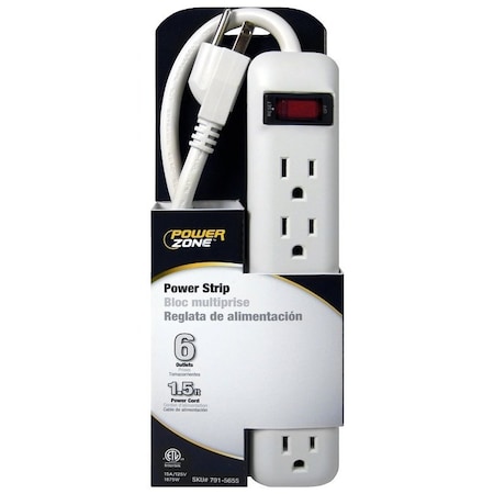 Powerzone Power Strip, Straight, 6 Outlet(s) OR801118