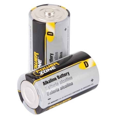 Powerzone Battery, 1.5 V Battery, D Battery, Zinc, Manganese Dioxide, and Potassium Hydroxide LR20-2P-DB