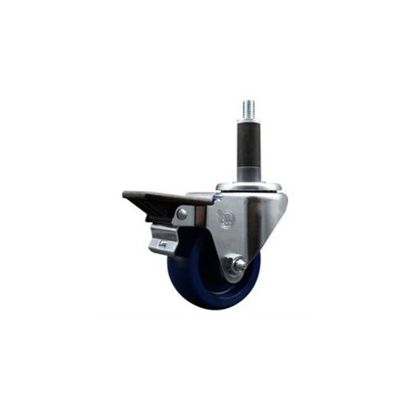 Service Caster 3'' Solid Poly Swivel 1'' Expanding Stem Caster with Brake SCC-EX20S314-SPUS-PLB-1