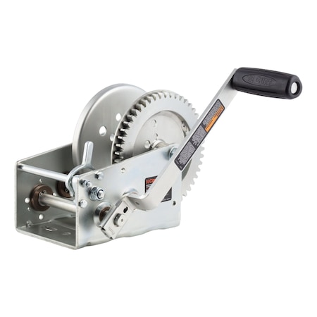 Curt Hand-Crank 2-Speed Winch, 3,200 lbs, 17.5:1 Low Gear Ratio, 9.6'' Handle 29532