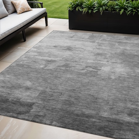 Homeroots 5' X 8' Gray And Silver Striped Washable Indoor Outdoor Area Rug 610890