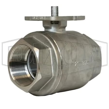 Dixon 2 pc Industrial Ball Valve, 2-1/2 in Nominal, FNPT End Style, Stainless Steel Body, Full Port, PTFE BV2HG-25011-A