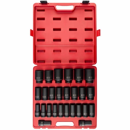 Sunex 3/4 in Drive Metric 6 Point Deep 26-Piece Impact Socket Set 4693