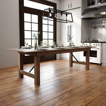 Flash Furniture Rectangle FarmTable, Antique, Rustic, Foldng, 108"x40", Wood, Wood Grain XA-F-108X40-GG