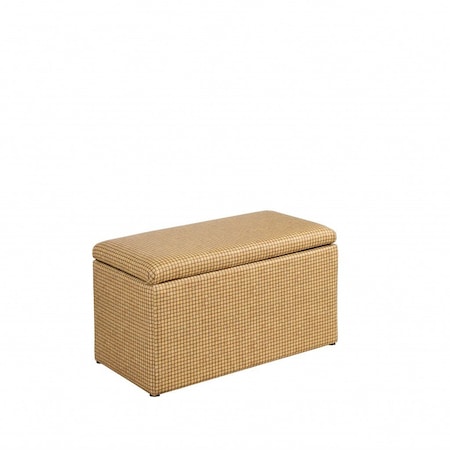 Homeroots 17in Yellow and Brown Upholstered Faux Leather Bench with Flip top 469430
