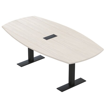 Skutchi Designs Arc Boat Conference Table With Power, 48 in W, 84 in L HAR-ABOT-48X84-T.BK-K458-EBLK