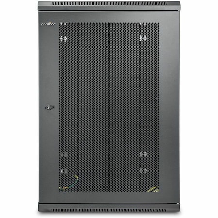Rocstor SOLIDRACK 18U UPS-DEPTH WALL-MOUNT HALF-HEIGHT RACK ENCLOSURE, HINGED BACK - 18U RACK HEIGHT X 19 R Y10E090-B1