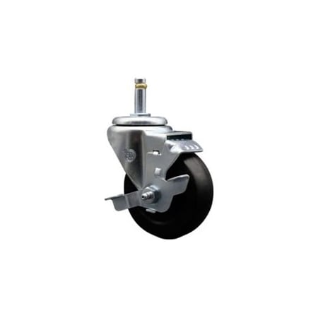 Service Caster 3.5'' Hard Rubber Wheel Swivel 7/16'' Grip Ring Stem Caster with Brake SCC-GR20S3514-HRS-TLB-716138