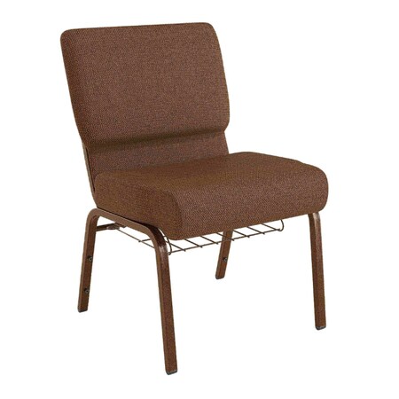 Flash Furniture 21"W Church Chair in Brown Fabric w/ Book Rack, 4PK 4-FD-CH0221-4-GV-S0819-BAS-GG