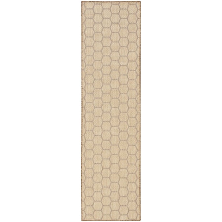Homeroots 6' Natural And Beige Geometric Indoor Outdoor Area Rug 556328