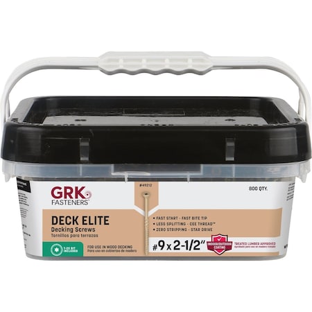 Grk Fasteners GRK Deck Elite No, 9 x 2-1/2'' Star Drive Bugle-Head Deck Screw, 800 Ct. 49212