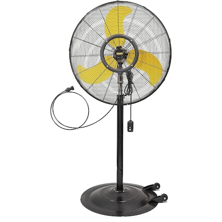 Edendirect 30 in. 3 Speeds Pedestal Fan in Yellow with IP44 Enclosure 1/3 HP Motor, Detachable Mist Spray Kit IR-FANP30WM