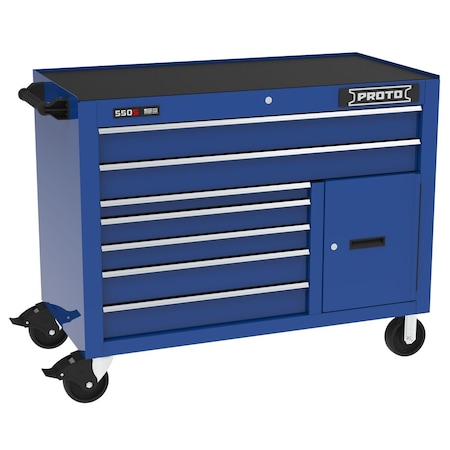 Proto 550 Series Rolling Tool Cabinet, 7 Drawer, Blue, Steel, 50 in W x 25-1/4 in D x 41 in H J555041B-7BL-1S