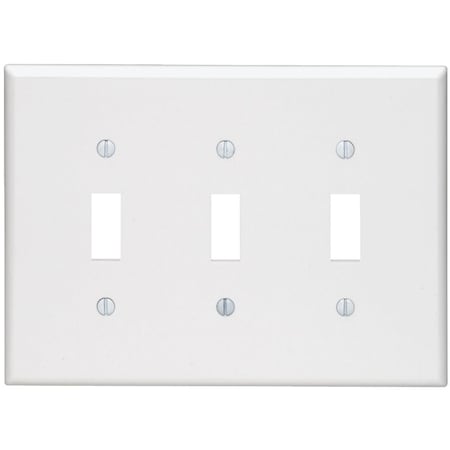 Leviton 3-Gang Smooth Plastic Mid-Way Toggle Switch Wall Plate White 003-80511-00W