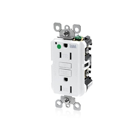 Leviton Self-Test GFCI Receptacle, Hospital Grade, 15 Amp, 125 Volt, 5-15R NEMA GFWT1-HGW