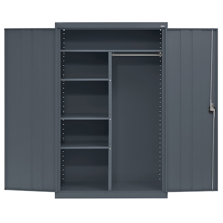 Sandusky Lee Combo Wardrobe Storage Cabinet, 72 in H, 46 in W, 24 in D, Recessed Pull, Keyed, Gray, 4 Shelves EACR462472-02